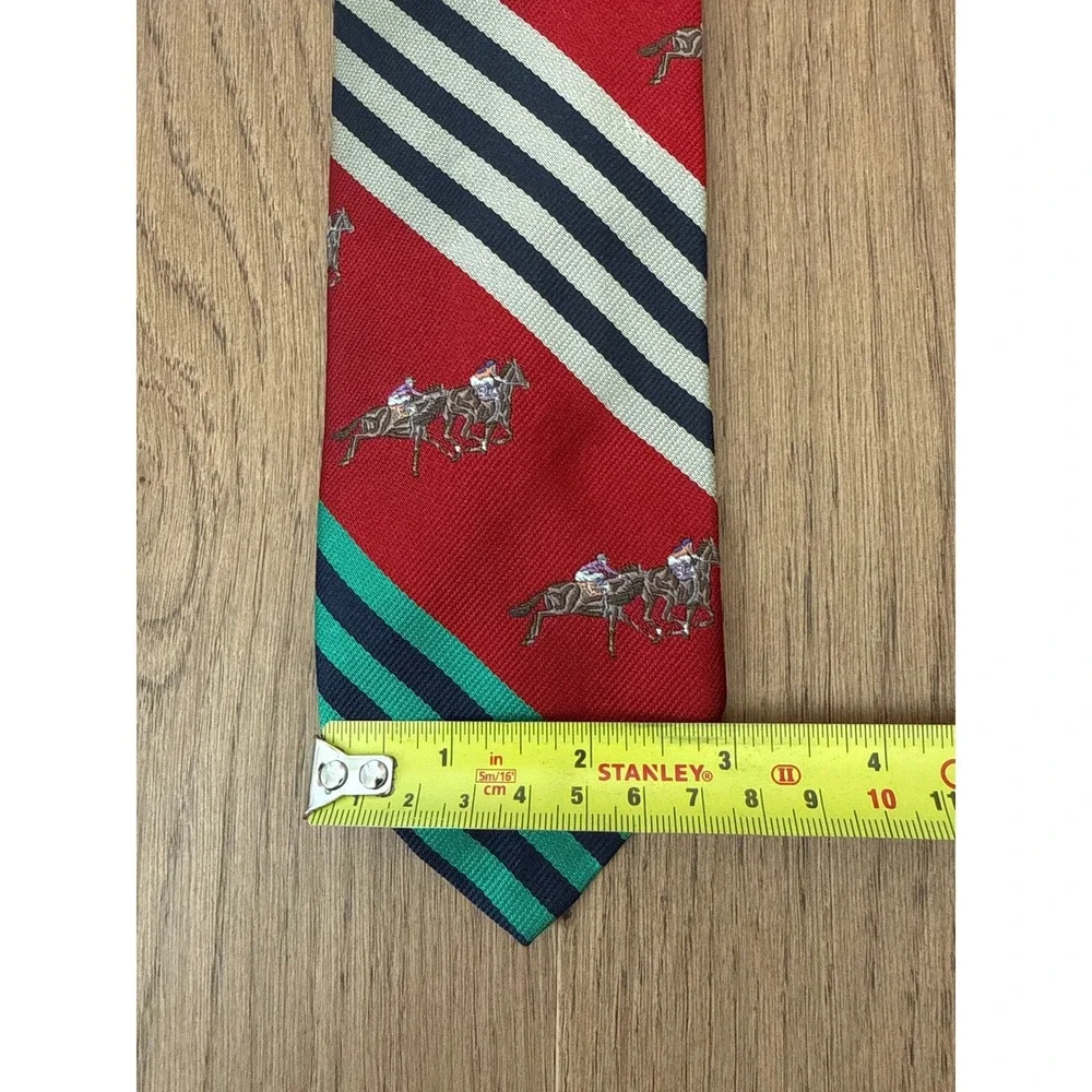Robert Talbott Best of Class Silk Tie Red Equestrian Horse Jockey Striped USA